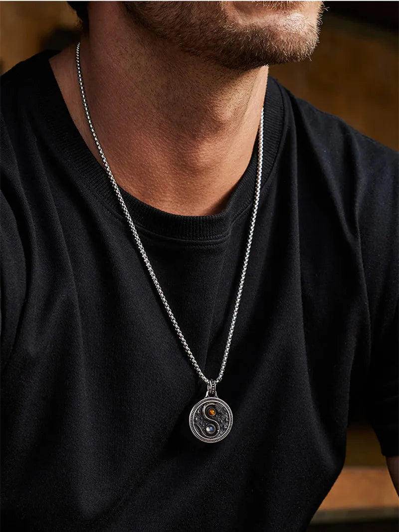 Necklace Pendant Real 925 Sterling Silver Snake Inlaid Tiger Eye Stone Luxury Fine Jewellery Woman Man 2025 St Valentine Day P36