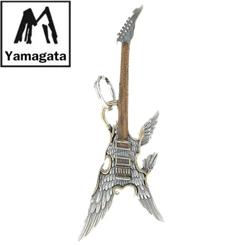 Necklace Pendant Real 925 Sterling Silver Feather Wings Music Guitar Luxury Brand Fine Jewellery Woman Man 2025 Love Gift P79