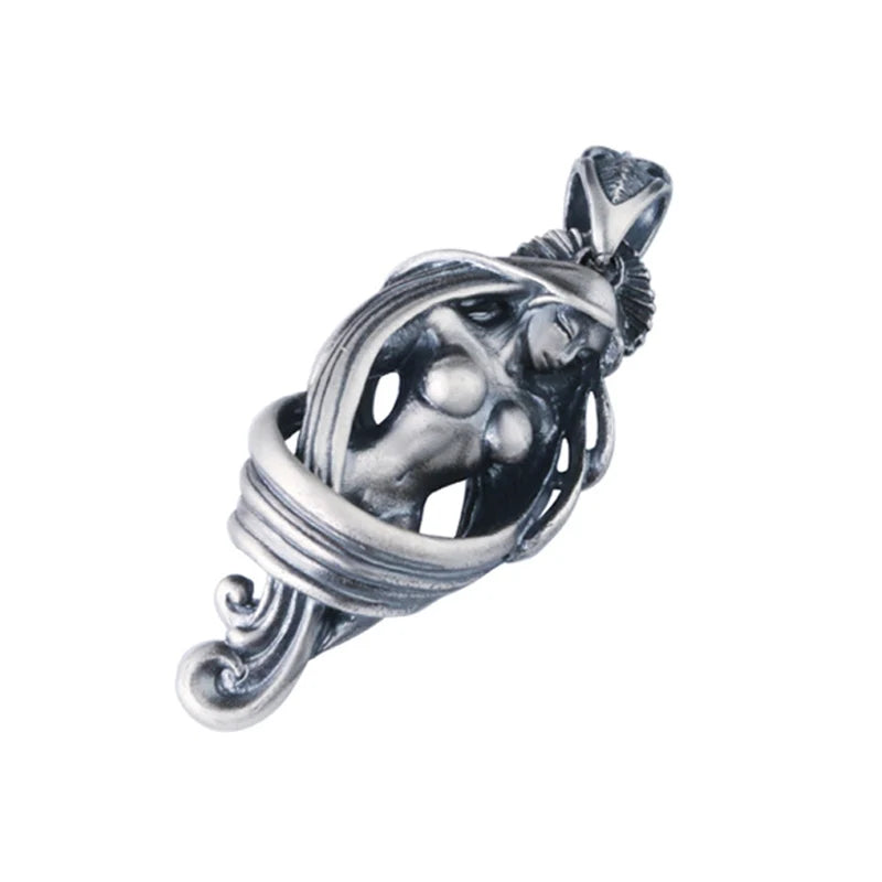 Necklace Pendant Real 925 Sterling Silver Men Women Naked Girl Design Free Leather Rope Chain Vintage Fashion Jewelry 2024 P91
