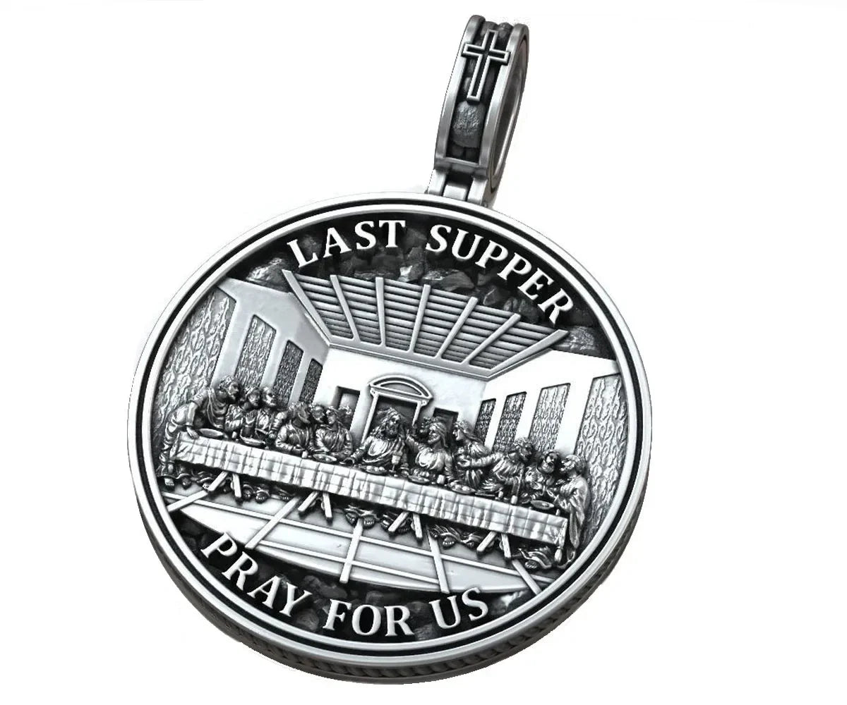 16g Jesus Christ The Last Supper Prayer Leonardo Pendant Religious Art Relief Customized 925 SOLID STERLING Silver High Trendy