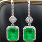 GICA GEMA Women Vintage Earrings Real 925 Sterling Silver Created Emerald 30mm Ear Drop Fashion Female Fine Jewelry Promise Gift