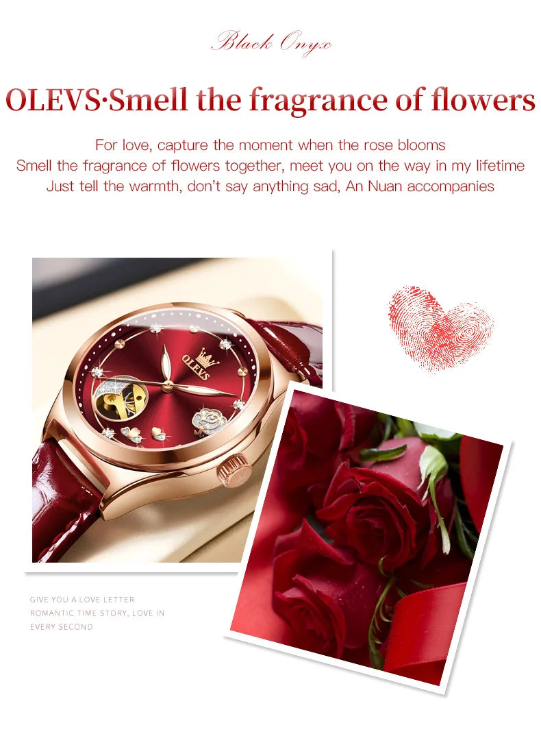 OLEVS Brand Ladies' Watch Fully Automatic Mechanical Watch Fashion Leather Strap 6601