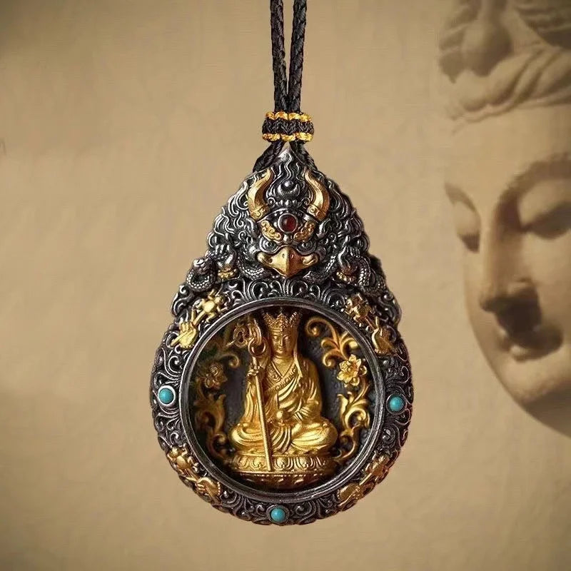 Blessing Yellow Jambhala Tathagata Avalokitesvara Necklace For Men Jewelry Ethnic Style Relief Roc Box Buddha Pendant Women Gift