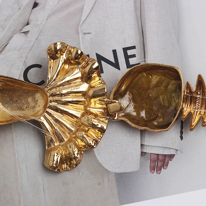 2024 New Designer Belts For Women High Quality Luxury Brand Female Elastic Gold Belt Ladies Waist Fish Metal Dress Waistband