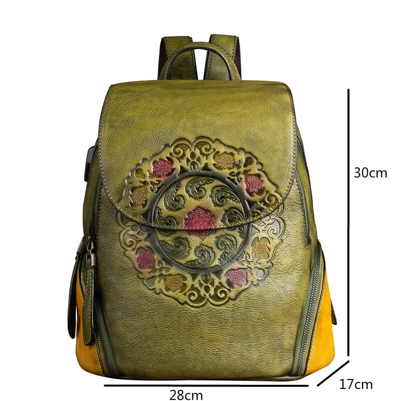 COSMO Fashion Backpack Retro Genuine Leather . Handmade Vintage Bag