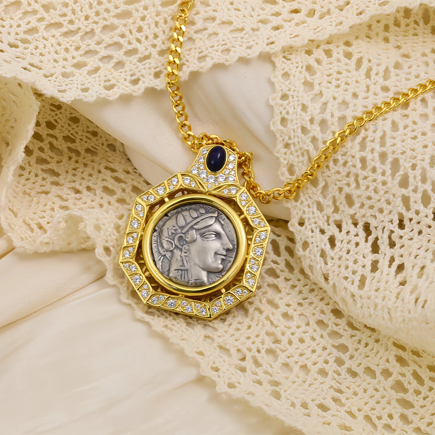 Mushan Luxury Brand  High Quality Retro Athena Women Necklace 925 Sterling Silver Sweater Chain  Fashion Jewelry