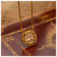 Retro Sterling Silver Necklace For Women's 925 Silver Electroplated 18K Gold Lion Red Treasure Ancient Coin Necklace