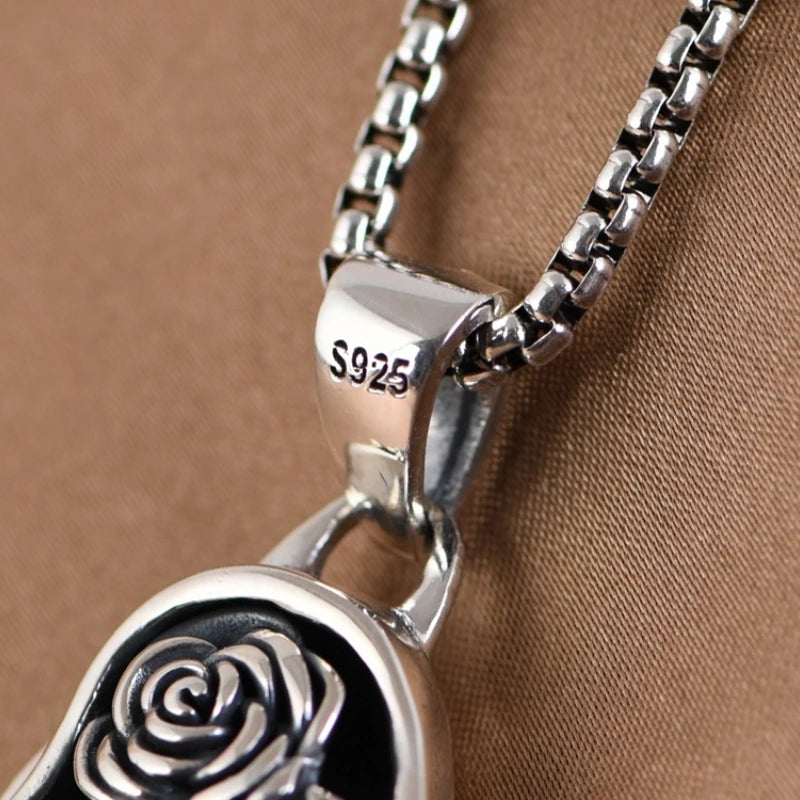 Genuine BOCAI S925 Sterling Silver Pendants for Women Men New Fashion Relief Rose Goddess Punk Vintage Jewelry Wholesale