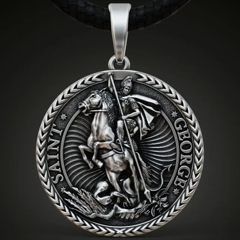 15g Saint George and the Dragon Round Pendant  Customized 925 SOLID STERLING Silver High Trendy
