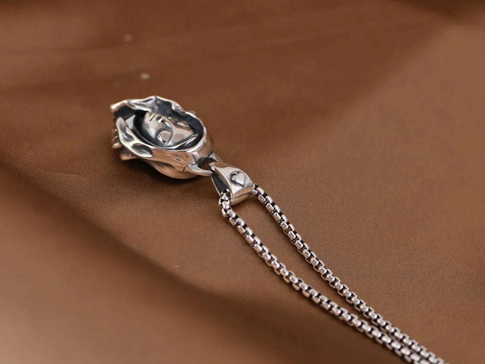 Genuine BOCAI S925 Sterling Silver Pendants for Women Men New Fashion Relief Rose Goddess Punk Vintage Jewelry Wholesale