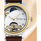 Ladies Flywheel double hollowed luxury fashion casual luminous leather watch with automatic mechanical waterproof wristwatch