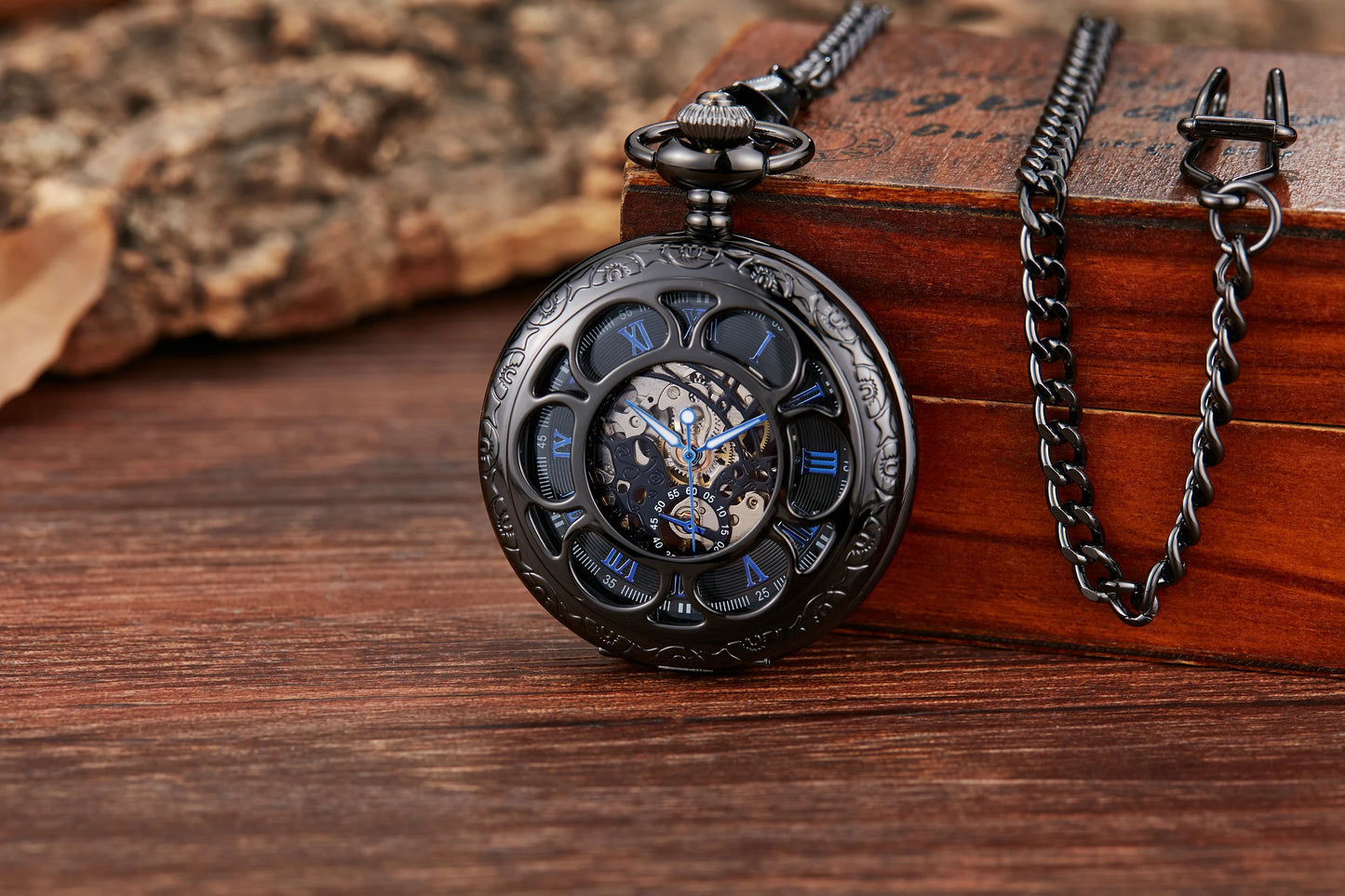 Retro classic mechanical pocket watch luminous petals hollowed out flip cover manual winding men women mechanical pocket watch