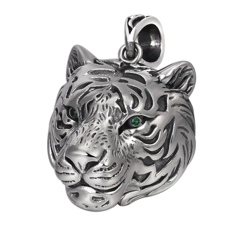 S925 Sterling Silver Charms Pendants for Women Men New Fashion Hollow Retro 3D Tiger Head Zircon Eyes Punk Jewelry Wholesale