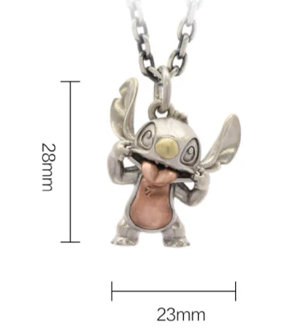 BOCAI Original S925 Sterling Silver Stitch Star Baby, cute Cartoon Pendant for Men and Women Couple Sweater Chain Birthday Gift