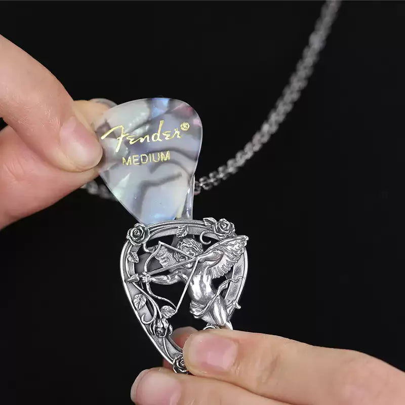 Pendant Sterling Silver 925 Rose Angel Guitar Paddle Can Be Played Luxury Jewellery Woman Man 2025 Trend Necklace Pendant P13