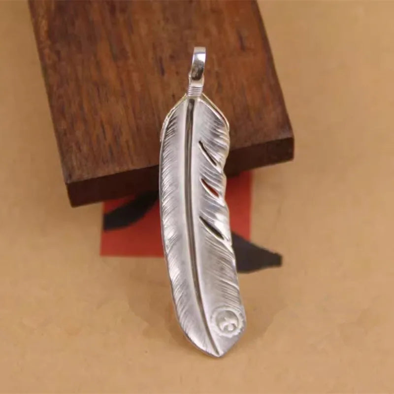 Pendant 100% Sterling Silver 925 Natural Topaz Feather Luxury Jewellery Woman Man 2025 New In Trend Vintage Necklace Pendant P2