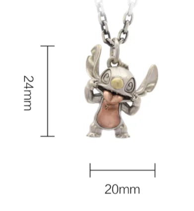 BOCAI Original S925 Sterling Silver Stitch Star Baby, cute Cartoon Pendant for Men and Women Couple Sweater Chain Birthday Gift