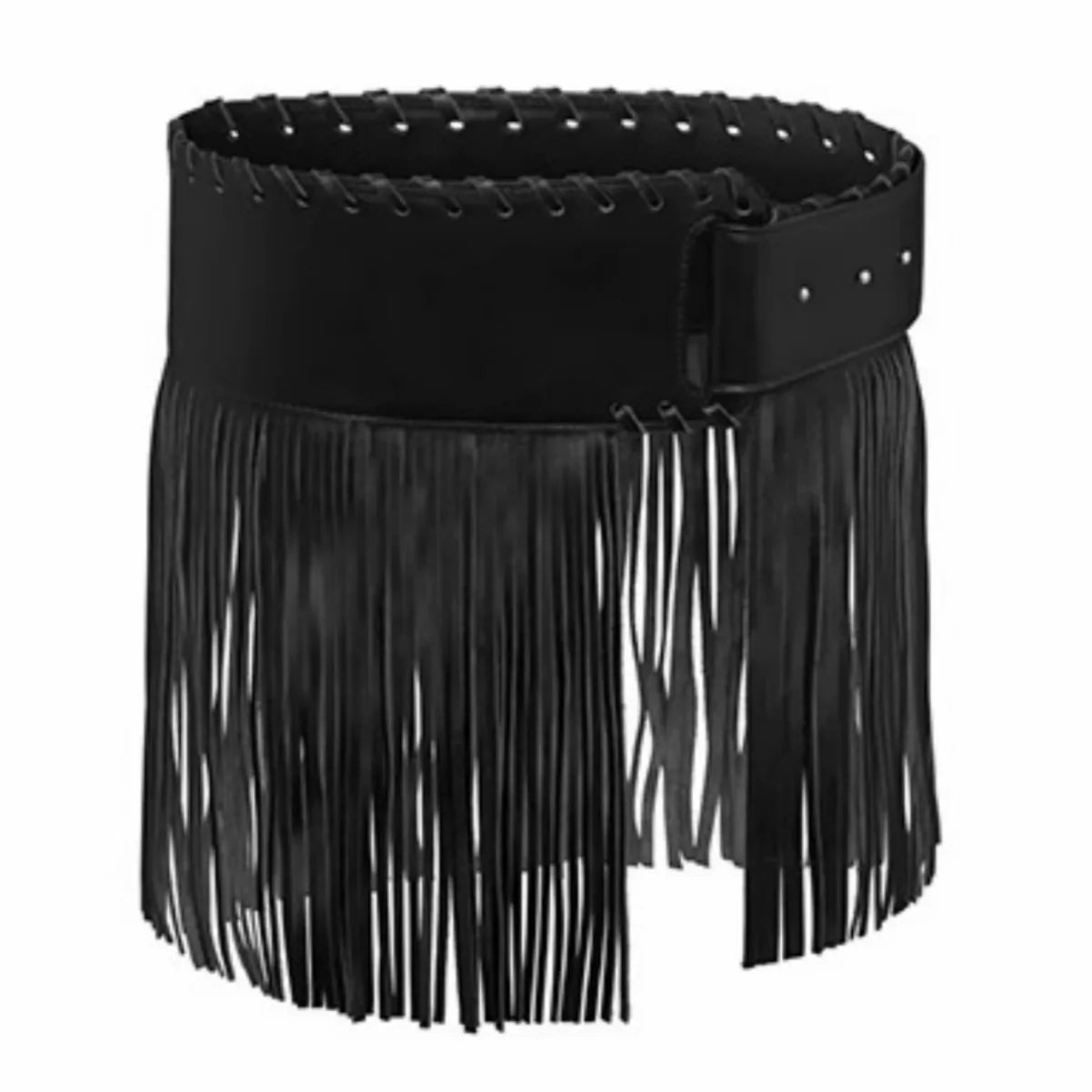 Punk Ladies Tassel Wide Belt Pu Brown Trendy Decorative Belt Nightclub Hot Girl Y2k Personality Motorcycle Trendy Belt