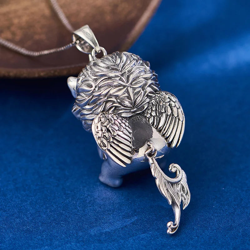 S925 Sterling Silver Pendant for Women Men Retro Wealth Mascot Pixiu Inlaid Rock Crystal Balls Charm Fashion Jewelry Wholesale