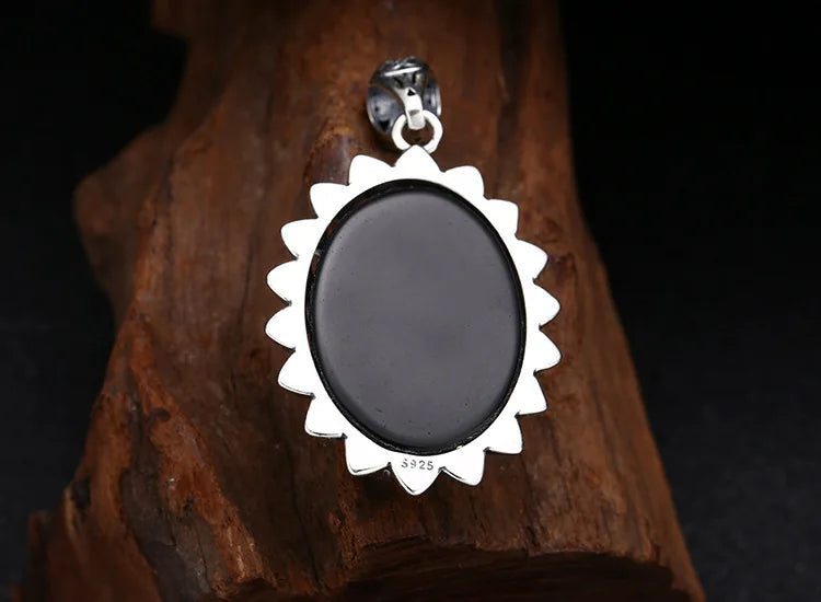 925 Sterling Silver Flower Pendant Thai Silver Antique Finish Vintage Boho Chic Jewelry