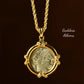 TIYINUO Authentic AU750 Real 18K Real Gold Ancient Coin Athena Owl Pendant Twisted Rope Necklace Delicate Gift For Woman Jewelry