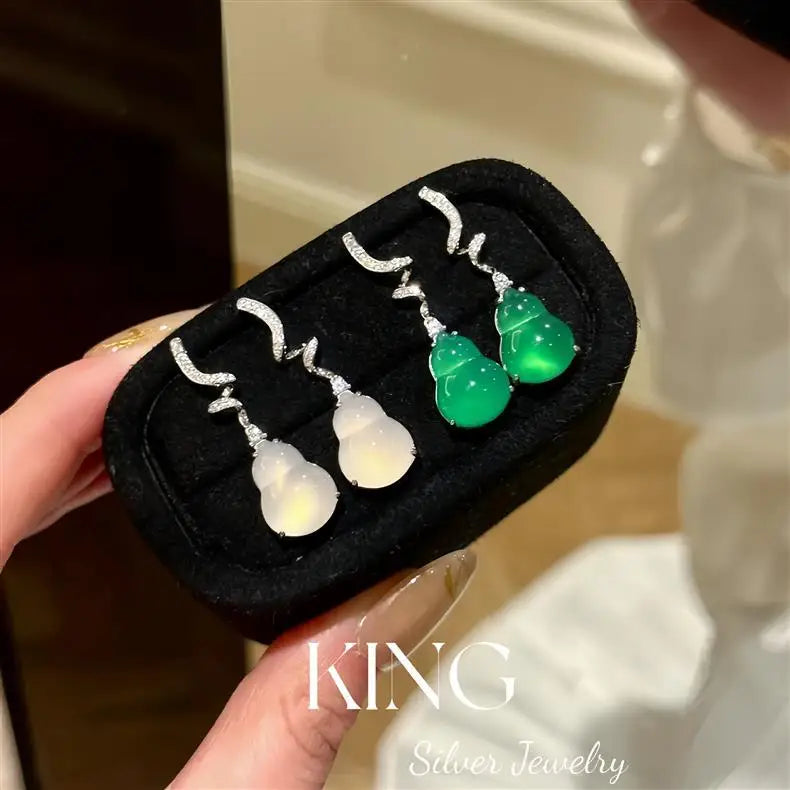 599 Years Old Luck Meeting Earrings S925 Silver Plated New Chinese Style Agate Retro Pure Silver Ear Jewelry Women's Fashion
