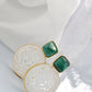 Natural White Shell Openwork 18K Gold Plated Earring Inlaid Black Agate 925 Sterling Silver Earrings Fashion Fine Jewelry Gift