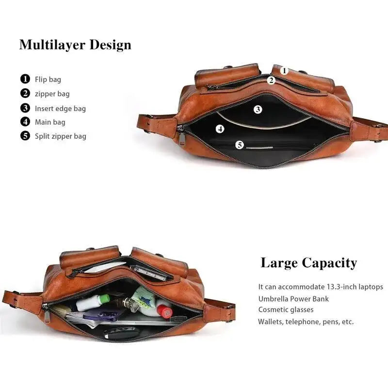 Women's Genuine Leather Underarm Bag Large Capacity Shoulder Bag for Work Commuter Spacious Hobo Bag MOTAORA