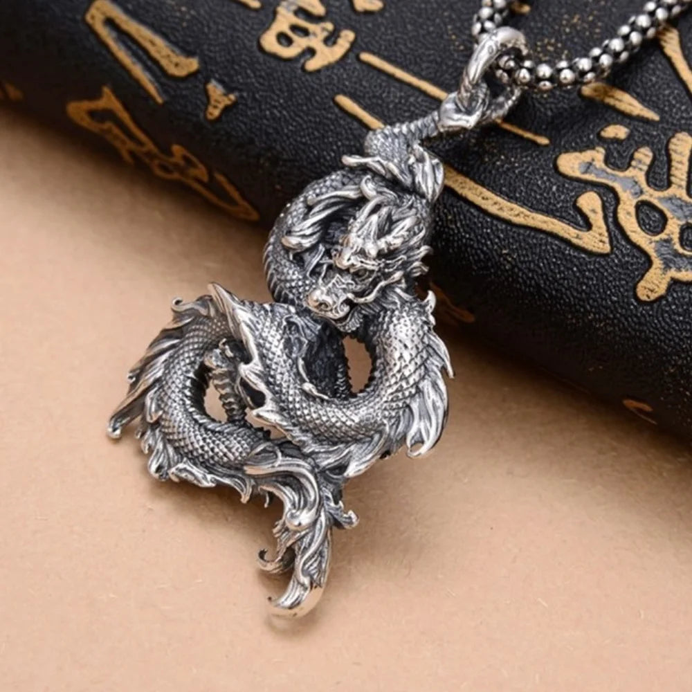 BOCAI S925 Silver Charms Pendants for Women Men Retro 3D Flying Dragon Year of the Loong  Amulet Fashion Jewelry Wholesale
