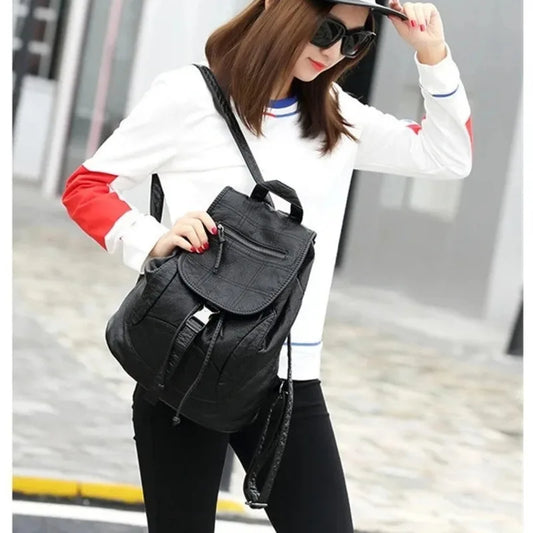 Women's Sheepskin Leather Backpack Genuine Leather Soft Casual Backpack for Women Everyday Lightweight MOTAORA