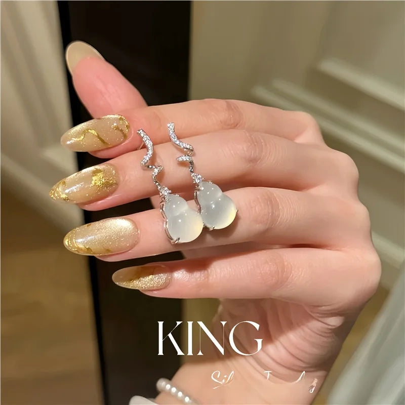 599 Years Old Luck Meeting Earrings S925 Silver Plated New Chinese Style Agate Retro Pure Silver Ear Jewelry Women's Fashion