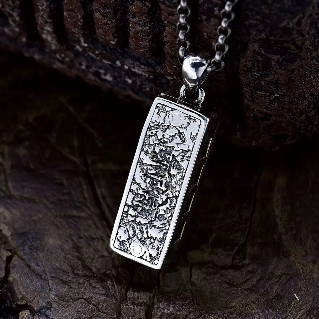 BOCAI NEW S925 Sterling Silver Retro Personality Yellow God Of Wealth Harmonica Pendant