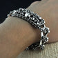 Unibabe Pure Silver Sterling 925 Silver Vintage Skull Carved Chain & Link Lock S925 Bracelet