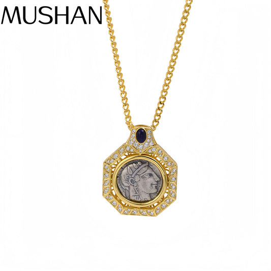 Mushan Luxury Brand  High Quality Retro Athena Women Necklace 925 Sterling Silver Sweater Chain  Fashion Jewelry