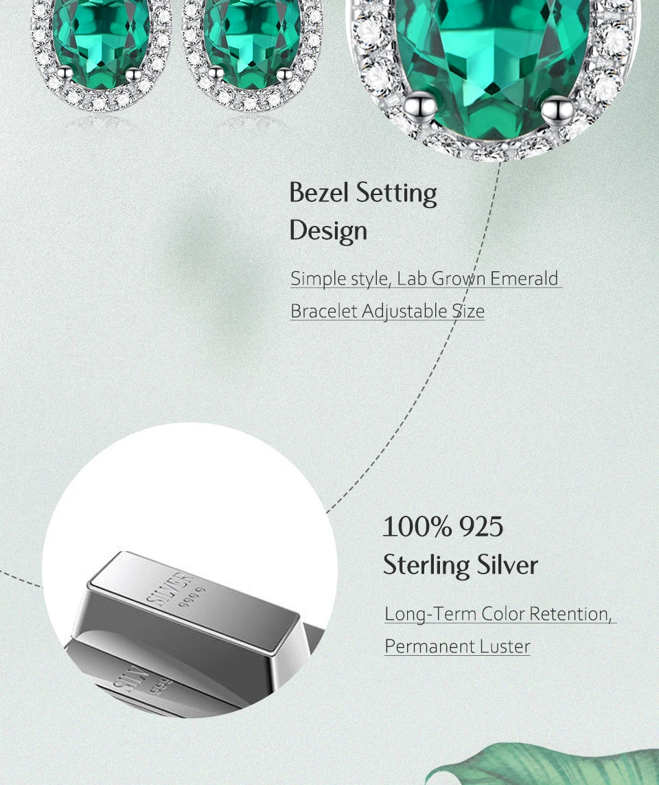 ATTAGEMS Vintage 925 Sterling Silver Lab Grown Moissanite Diamonds Emerald Gemstone Oval Cut Earrings Fine Jewelry Wholesale