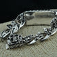 Unibabe Pure Silver Sterling 925 Silver Vintage Skull Carved Chain & Link Lock S925 Bracelet