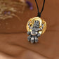 S925 Silver Pendant Necklace, Vintage Gold Flame Skull Men's Garuda Bird Chain, Gothic Statement Jewelry Gift for Men