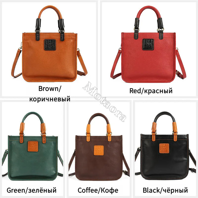 MOTAORA Women Genuine Cowhide Leather Handbag Shoulder Crossbody Bag Top Handle Large Vintage Designer Purse for Women 2025 NEW