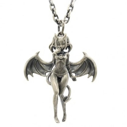 BOCAI Original S925 Silver Charm Demon Lulum Angel Pendant for Men and Women Retro Silver Decoration Devil Wing Pendant