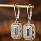 Newshe Solid 925 Sterling Silver K Gold Dangle Drop Earrings for Women Sapphire White AAAAA CZ Vintage Jewelry JE1581