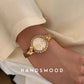 High Quality Brass Watch For Women's Quartz Vintage Luxury Band Antique Elegant 24K Gold Gold Women's Watch Medieval Style