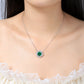 Cushion Shape Vintage 925 Sterling Silver Lab Grown Emerald Pendant Necklace Lab Grown Diamond Necklace for Gift