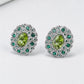 S925 Sterling Silver Studs Earring for Women Peridot Micro Inlay Zirconl Palace Style Ear Studs Fashion Jewelry Wholesale