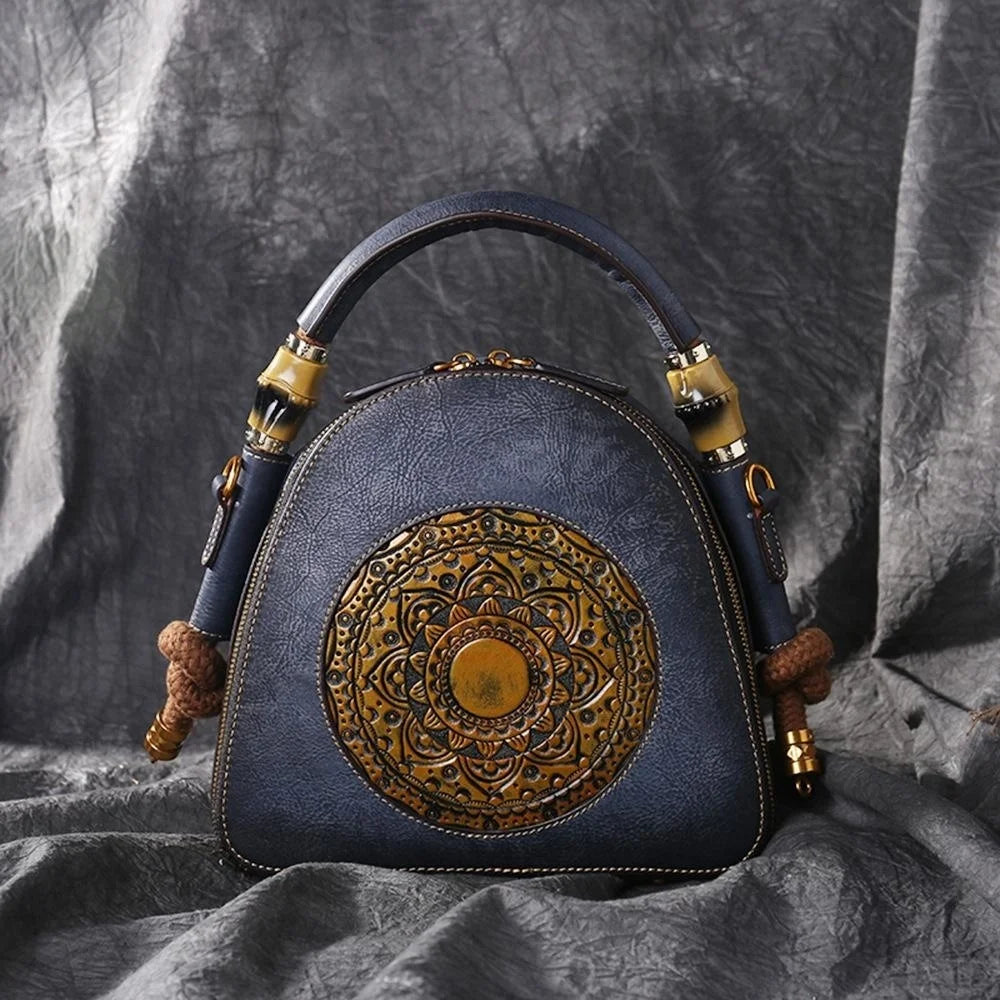 COSMO Luxury Handmade Embossed Women Crossbody Bag 2025 New Retro Genuine Leather Shell Bag Ladies Chinese Style Shoulder Bags