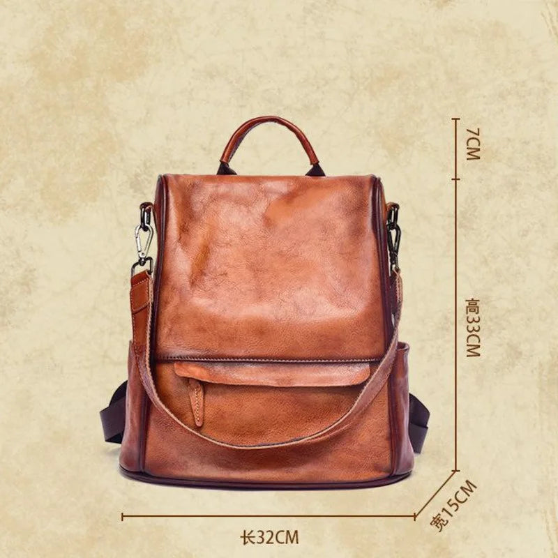 MOTAORA Vintage Women Backpacks 2025 New Genuine Leather Anti Theft Backpack Cowhide Large Capacity Ladies Travel Luxury Bags