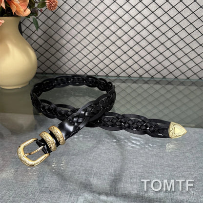 High Quality Cowhide Unisex Luxury Goods Designer Men's Woman ceinture Pattern Needle Buckle Belt With Use Hand Wovens 3CM BC