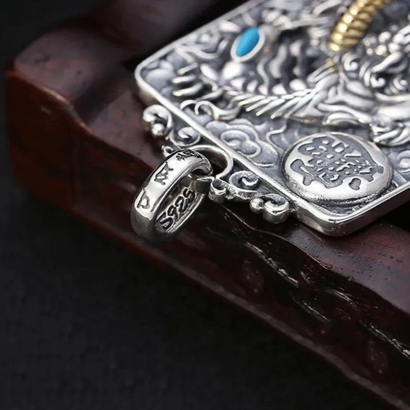 Necklace Pendant Real 925 Sterling Silver Lucky Brave Troops Inlaid Turquoise Luxury Brand Fine Jewellery Woman Man 2025 Gift P9