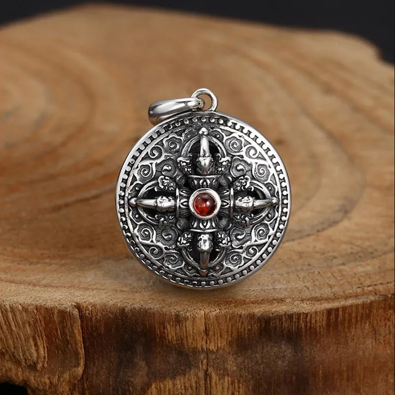 2025 Trend Vintage Necklace Pendant Real Sterling Silver 925 Vajra Cloud Inlaid Ruby Luxury Brand Fine Jewellery Man Woman P12