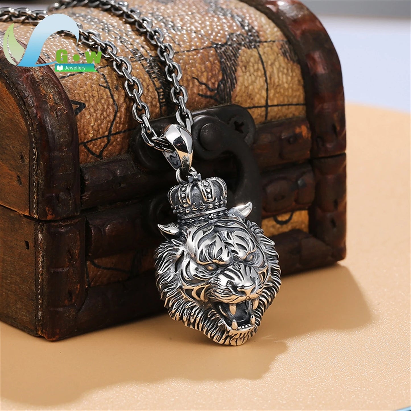 925 Sterling Silver White Tiger Zodiac Pendant Necklace for Men Hip Hop Vintage  Jewelry Gift Unique Handmade Craft Accessory