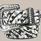 Unisex New Arrival Punk Style Leopard Zebra Print Rhinestone Belt With Alloy Buckle Y2K Belt For Men Women Faux Leather